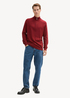 Tom Tailor Troyer Knit Sweater In Recycled Cashmere Burgundy Dark Red Melange - 1043268-35676