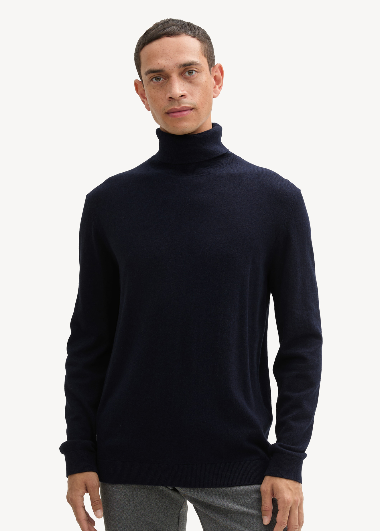 Tom Tailor Turtleneck Cashmere Sweater Knitted Navy Melange - 1043267-13160