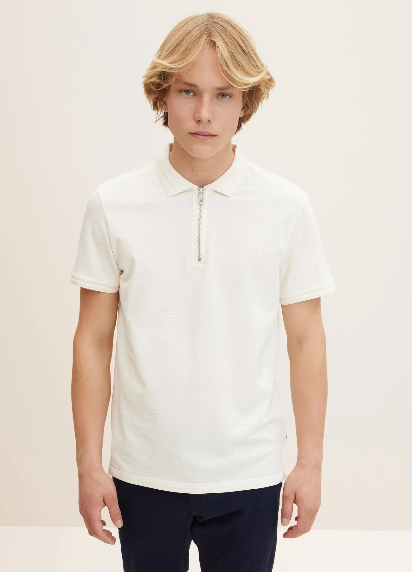 Tom Tailo Halfzip Polo Shirt Vanila