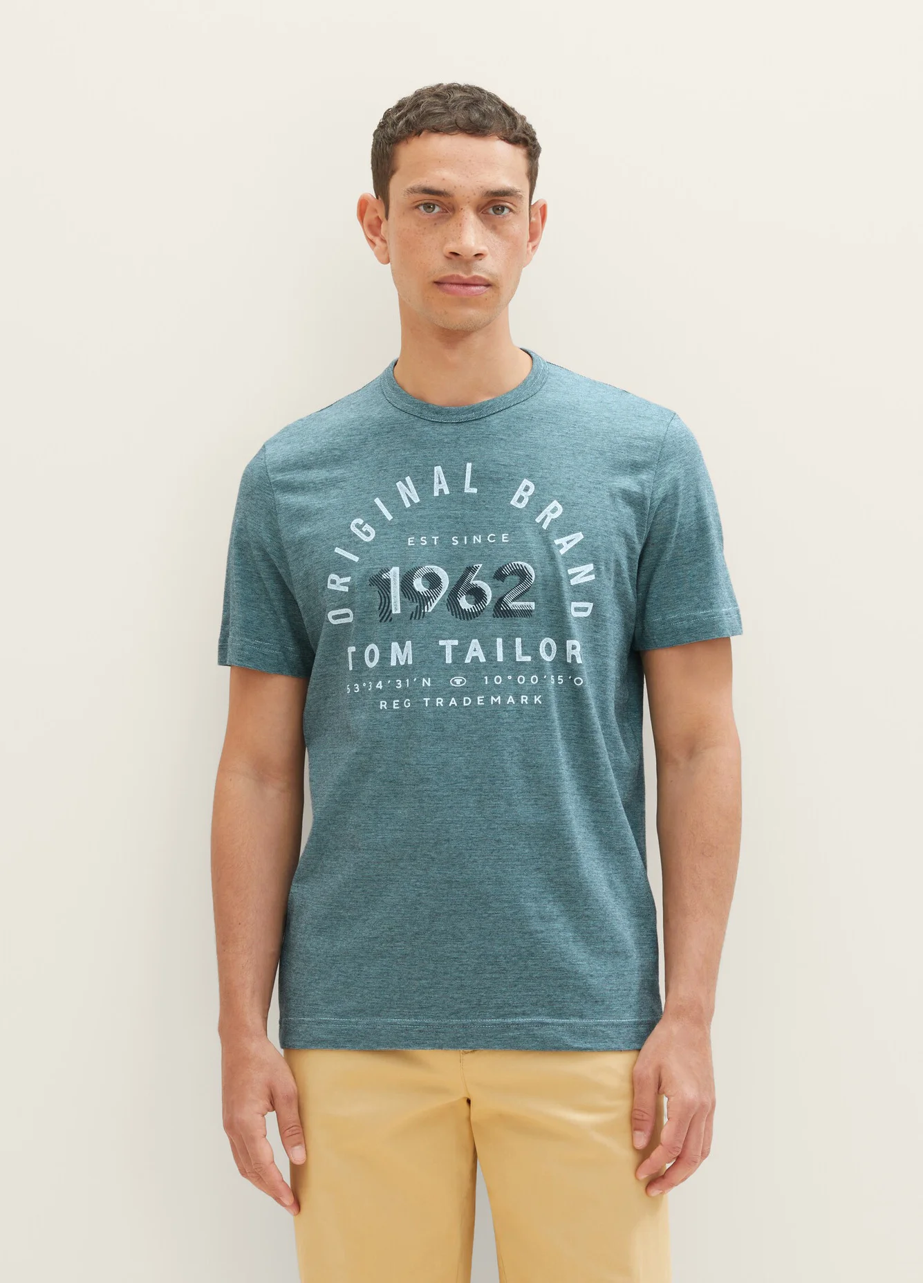 Tom Tailor T Shirt With A Print Navy Blue Stone Fine Stripe