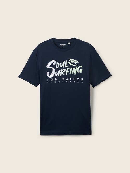 Tom Tailor Soul Surfing T Shirt Sky Captain Blue - 1041798-10668