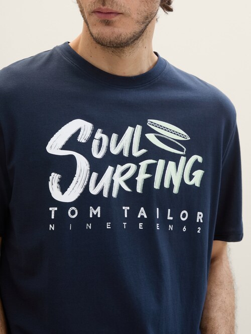 Tom Tailor Soul Surfing T Shirt Sky Captain Blue - 1041798-10668