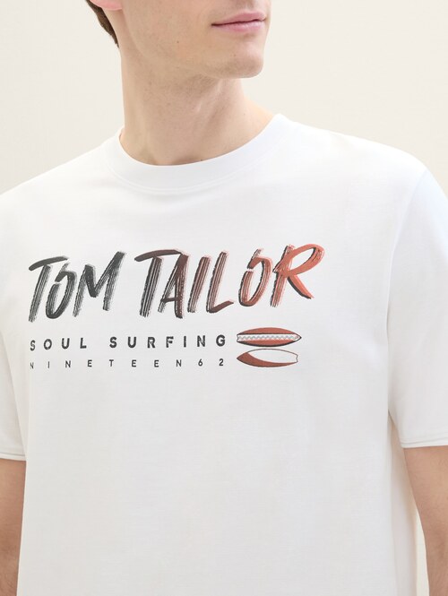 Tom Tailor Logo Text Tee White - 1041798-20000