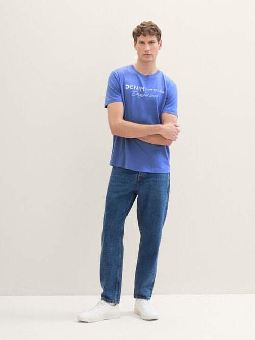 Denim Tom Tailor Logo T Shirt Blueberry Blue - 1042042-30104