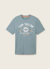 Tom Tailor T Shirt With A Logo Print Grey Mint - 1037735-27475