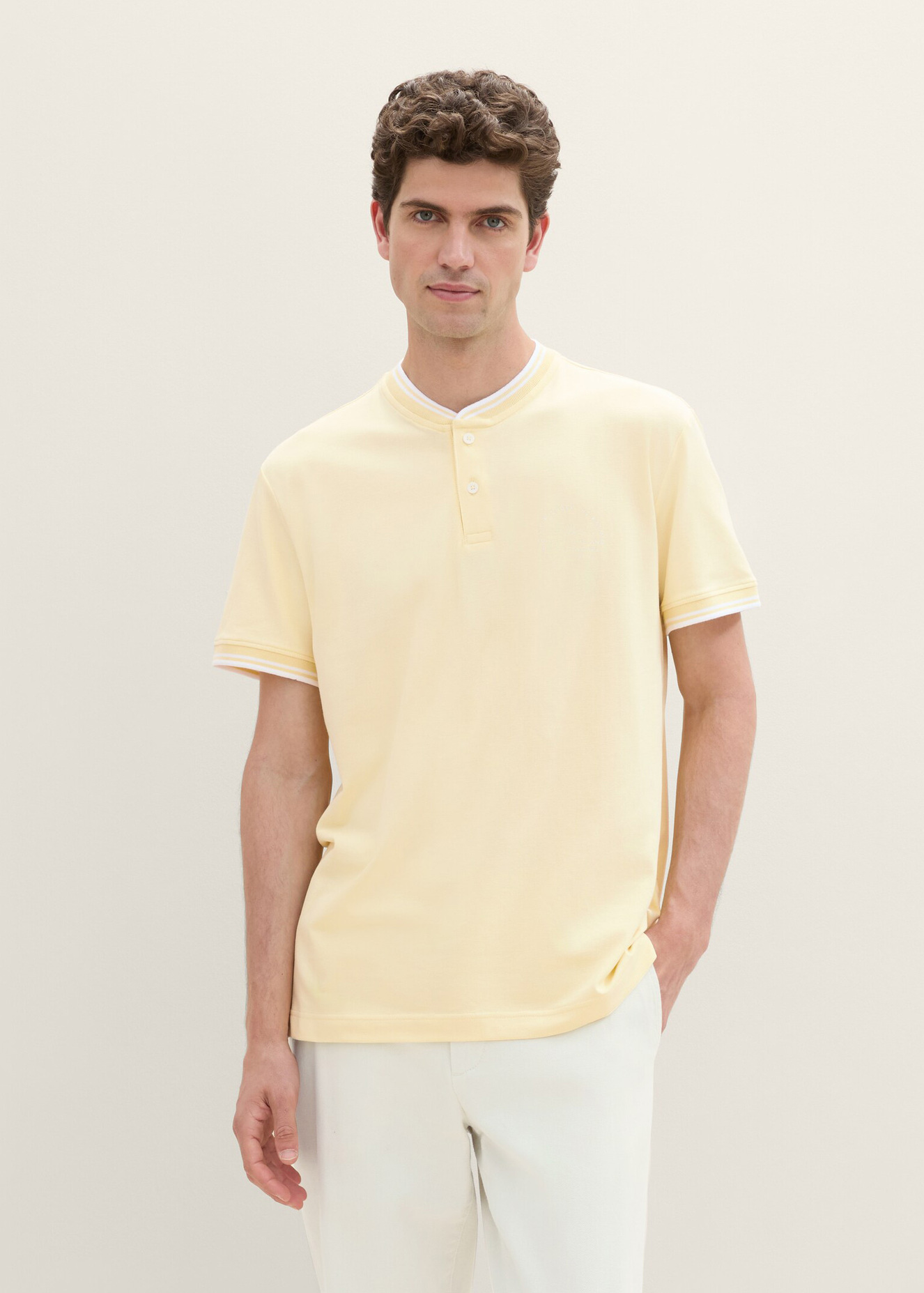 Tom Tailor Polo Shirt With A Print Light Yellow - 1041834-34585