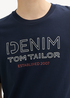 Denim Tom Tailor T Shirt With A Logo Print Sky Captain Blue - 1043480-10668