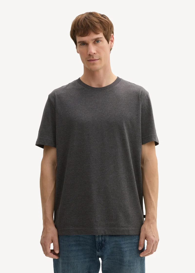 Tom Tailor C Neck T Shirt Black Grey Melange