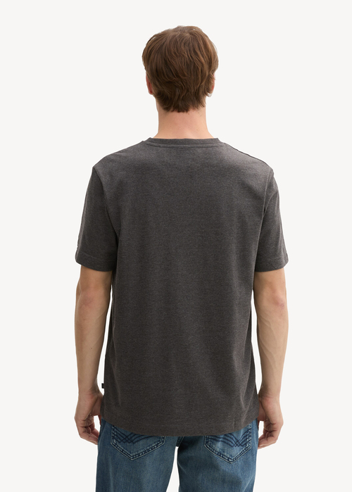 Tom Tailor C Neck T Shirt Black Grey Melange - 1043417-10617