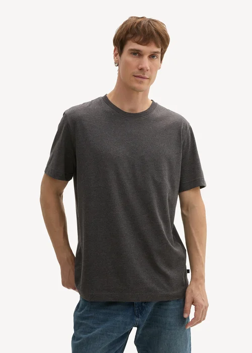 Tom Tailor C Neck T Shirt Black Grey Melange