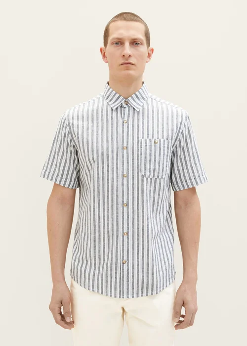 Tom Tailor Shirt Navy Bluish Green Stripe