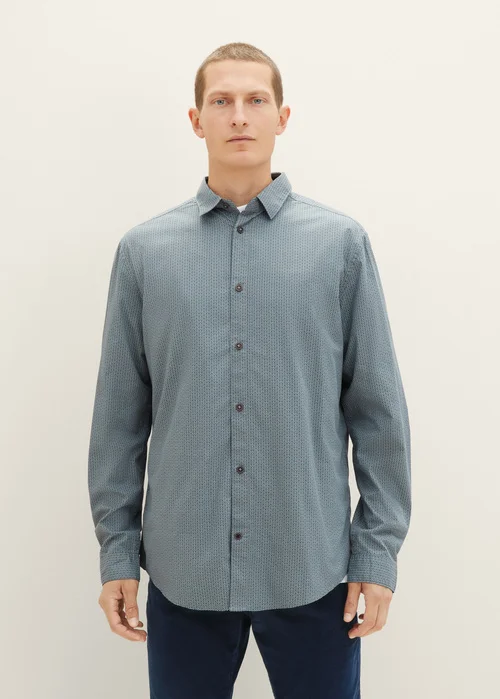 Tom Tailor Shirt With An All Over Print Grey Mint Geometric Design