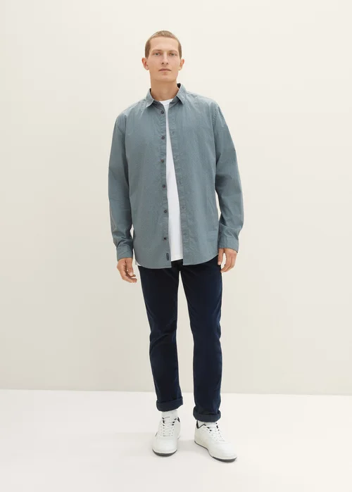 Tom Tailor Shirt With An All Over Print Grey Mint Geometric Design