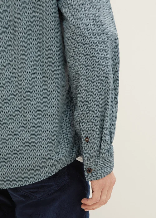 Tom Tailor Shirt With An All Over Print Grey Mint Geometric Design
