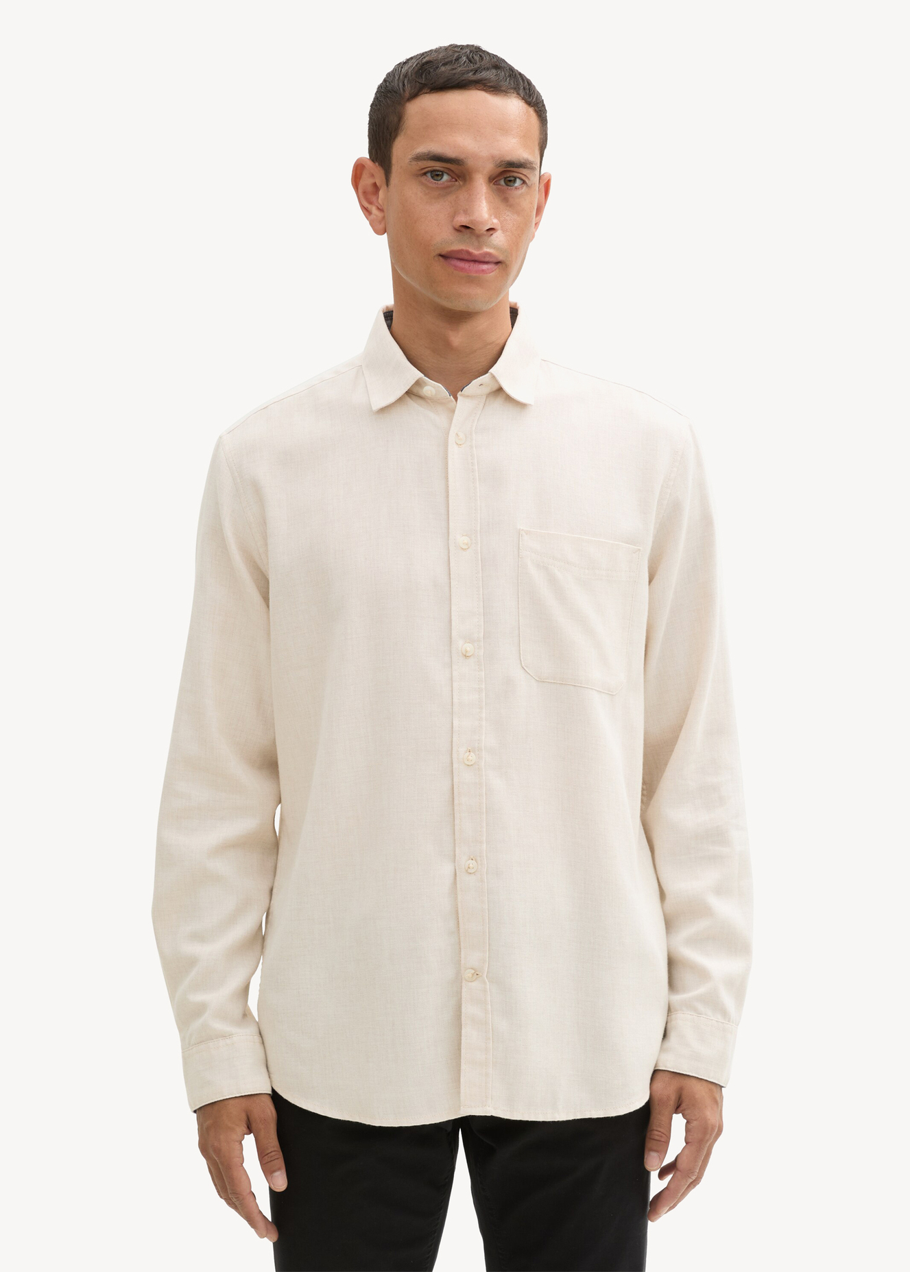 Tom Tailor Shirt With A Mlange Look Light Sand Melange - 1042659-36107