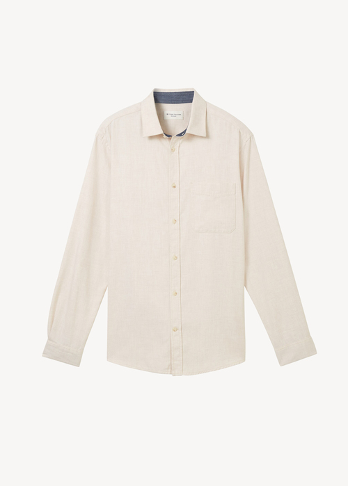 Tom Tailor Shirt With A Mlange Look Light Sand Melange - 1042659-36107