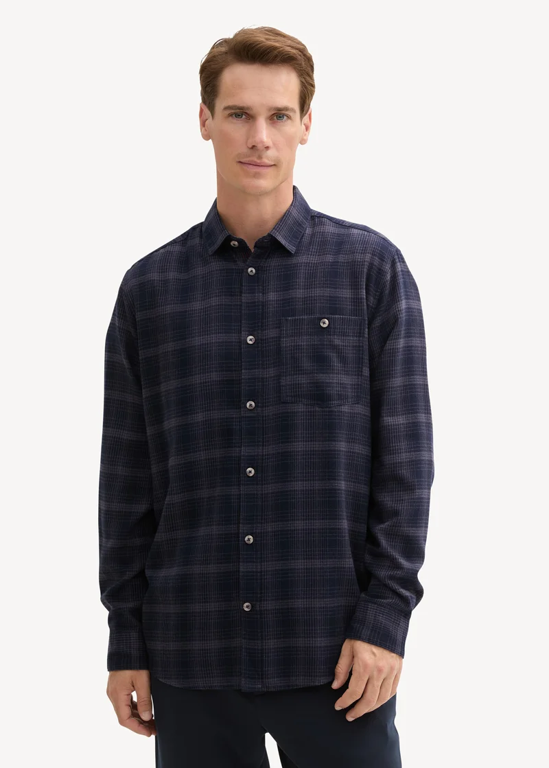 Tom Tailor Shirt In A Checked Pattern Navy Tonal Check