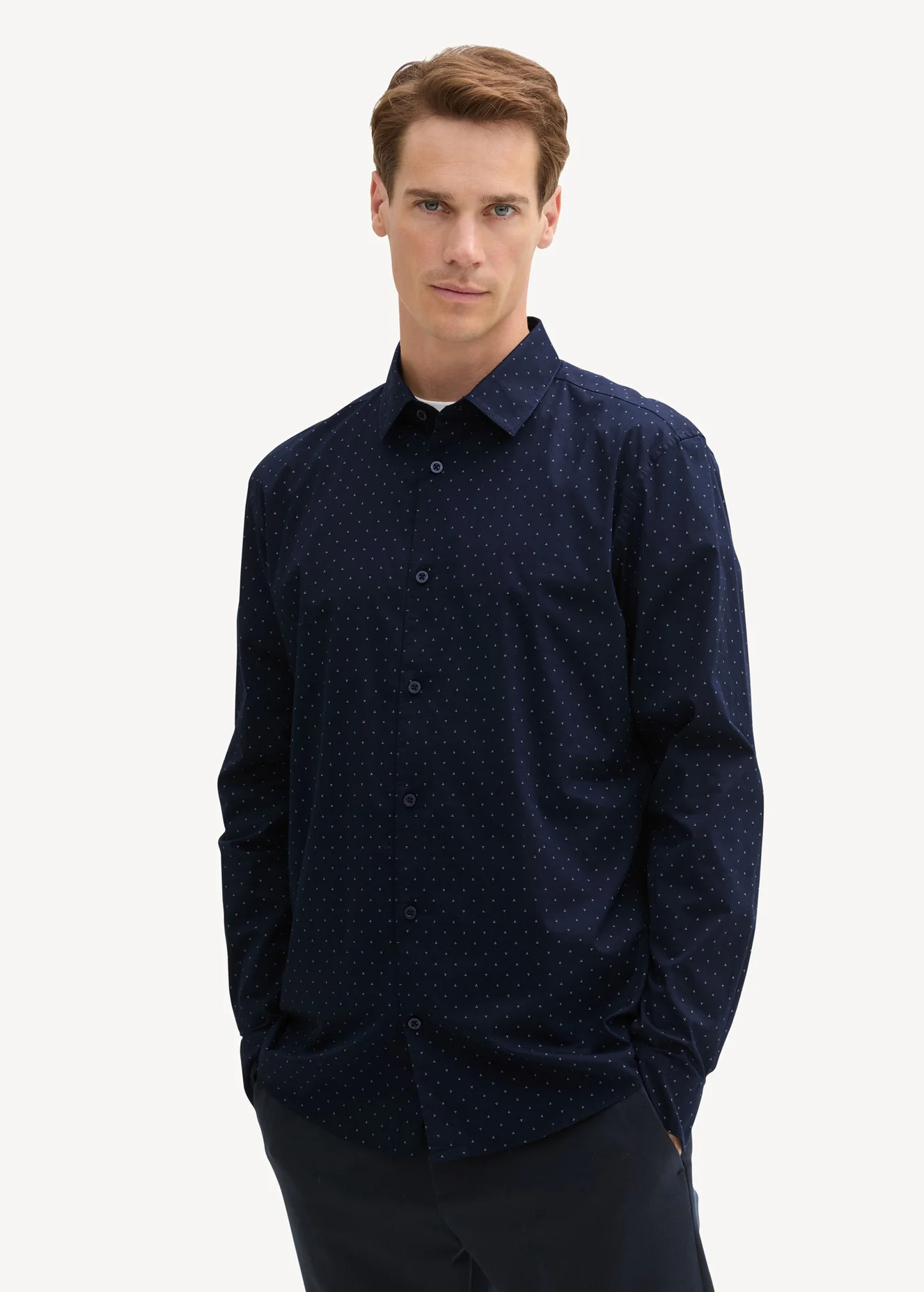 Tom Tailor Stretch T Shirt Navy Dot Design