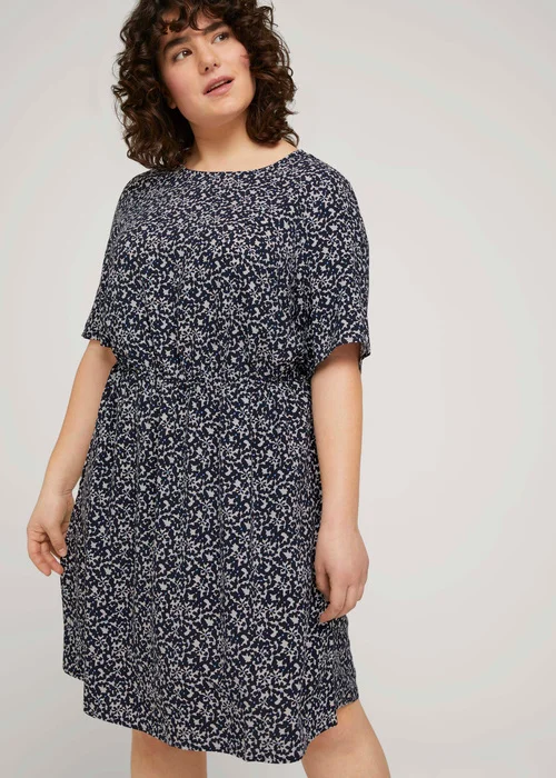 Tom Tailor Dress Feminine Basic Navy Flowers And Dots