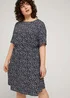 Tom Tailor Dress Feminine Basic Navy Flowers And Dots