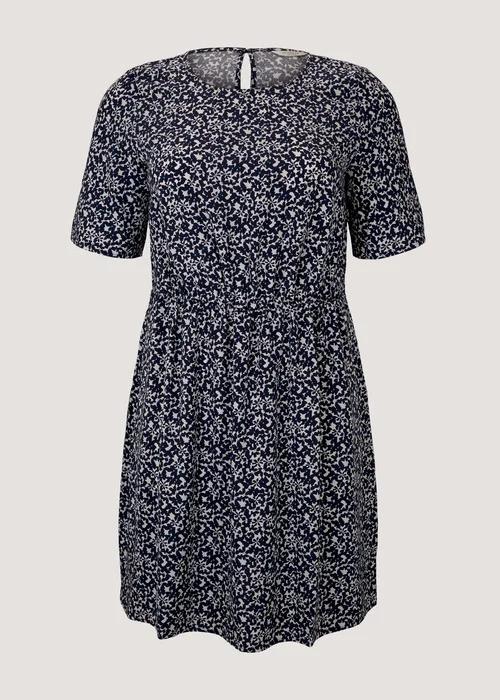 Tom Tailor Dress Feminine Basic Navy Flowers And Dots