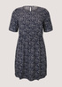 Tom Tailor Dress Feminine Basic Navy Flowers And Dots - 1024886-27191