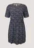 Tom Tailor Dress Feminine Basic Navy Flowers And Dots