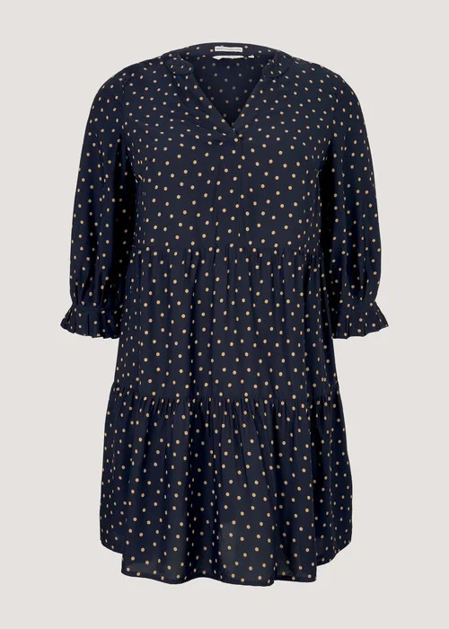 Tom Tailor Dress Fluent Feminine Shape Navy Brown Dot
