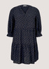 Tom Tailor Dress Fluent Feminine Shape Navy Brown Dot - 1026811-27585