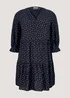 Tom Tailor Dress Fluent Feminine Shape Navy Brown Dot