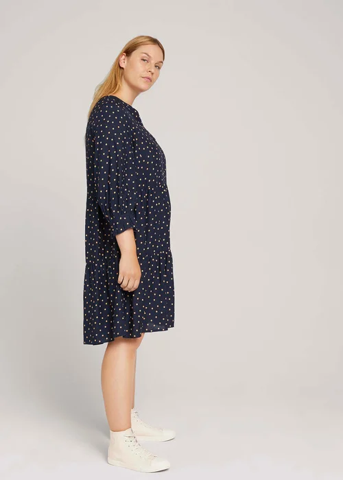 Tom Tailor Dress Fluent Feminine Shape Navy Brown Dot