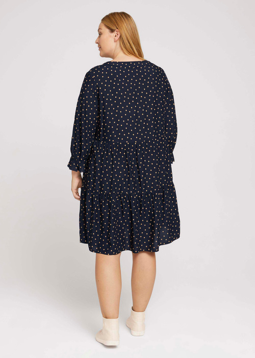 Tom Tailor Dress Fluent Feminine Shape Navy Brown Dot - 1026811-27585