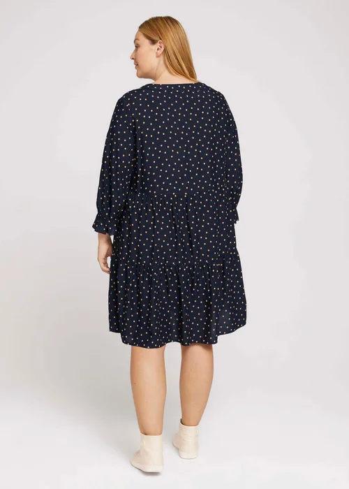 Tom Tailor Dress Fluent Feminine Shape Navy Brown Dot
