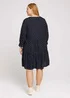 Tom Tailor Dress Fluent Feminine Shape Navy Brown Dot