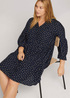 Tom Tailor Dress Fluent Feminine Shape Navy Brown Dot - 1026811-27585