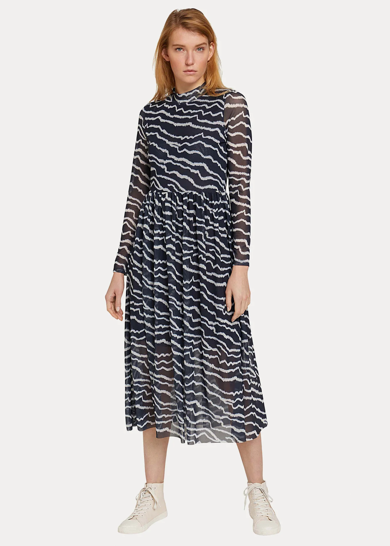 Denim Tom Tailor Dress Navy Structure Print