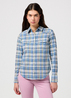 Wrangler Regular Western Shirt Cerulean Check - COTTON-SHIRTING