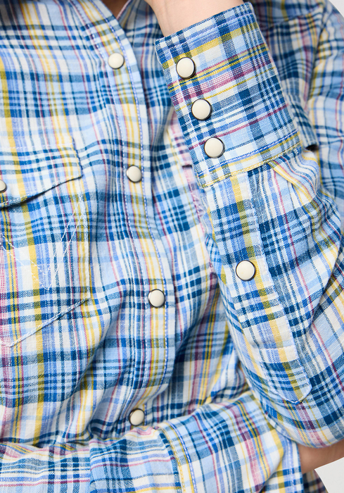 Wrangler Regular Western Shirt Cerulean Check - COTTON-SHIRTING