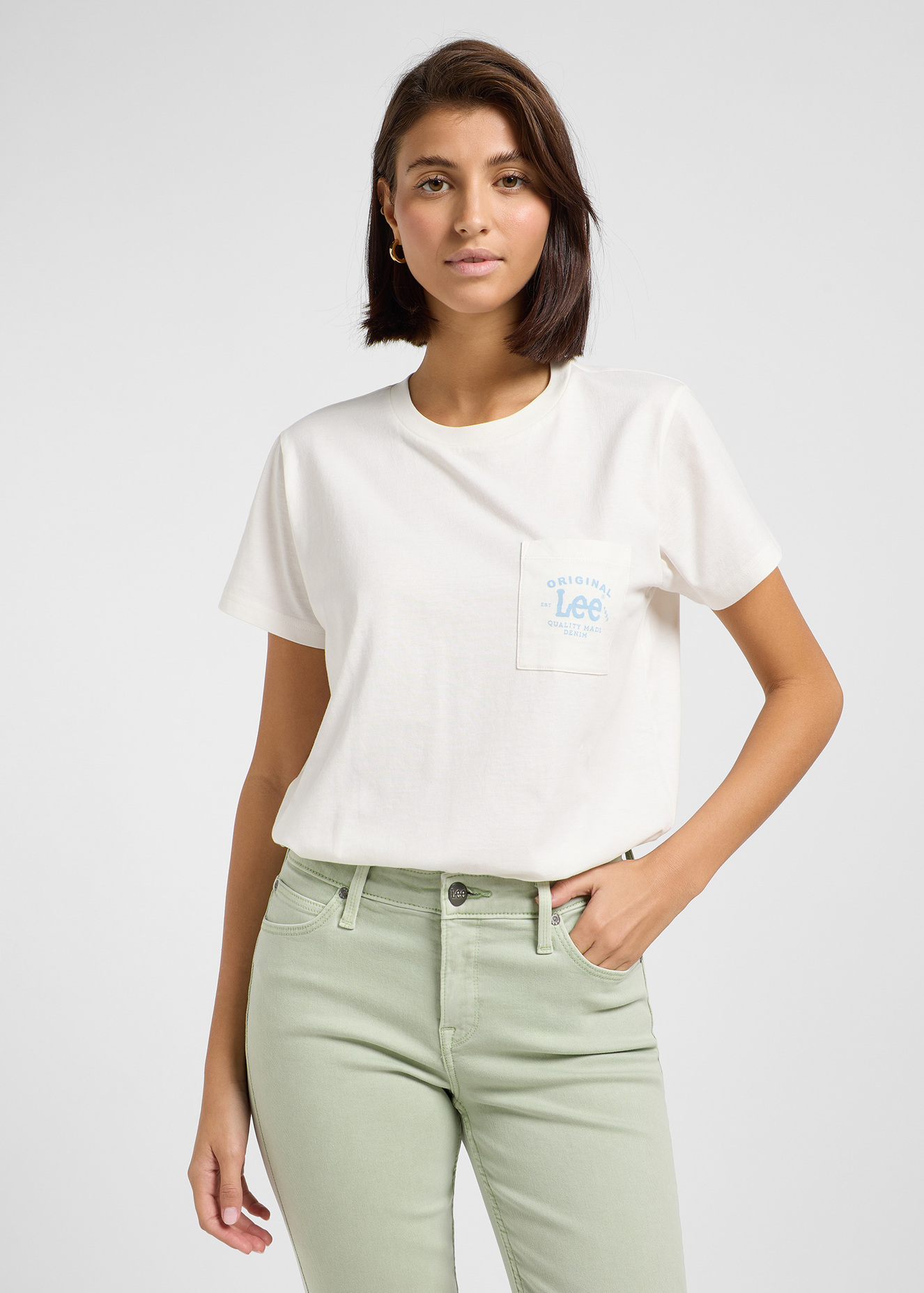 Lee Logo Pocket Tee Ecru - 112362943