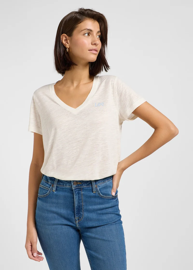 Lee V Neck Tee Ecru