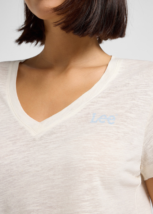 Lee V Neck Tee Ecru - 112363418