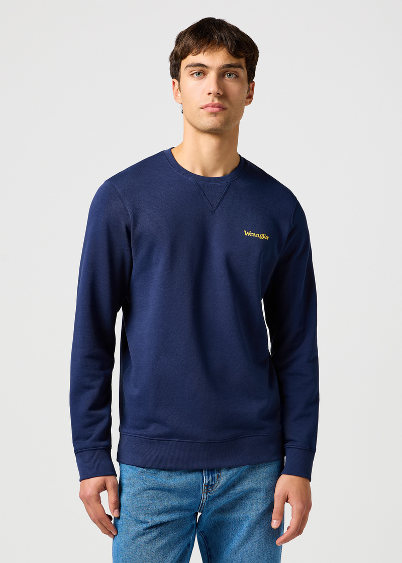 Wrangler Small Logo Crew Navy - 112362891