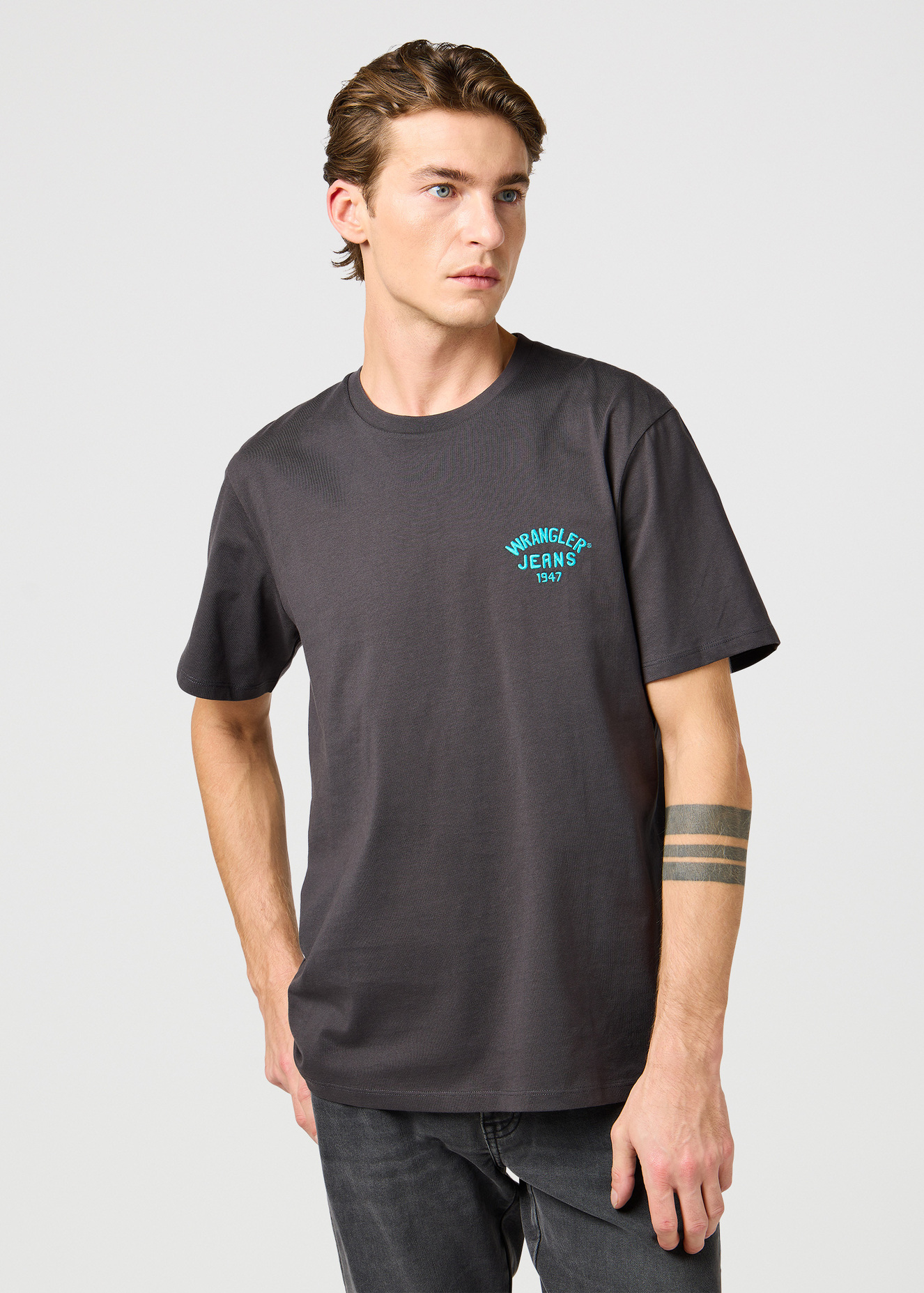 Wrangler Small Logo Tee Faded Black - 112362800