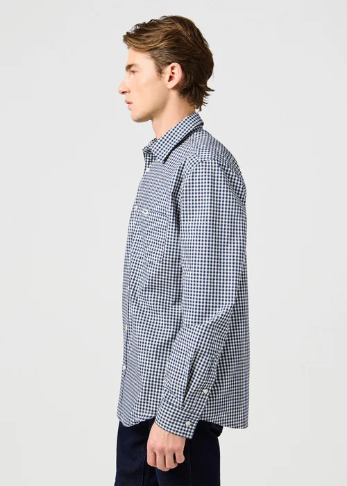 Wrangler One Pocket Shirt Navy Gingham