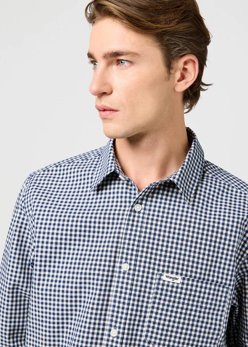 Wrangler One Pocket Shirt Navy Gingham