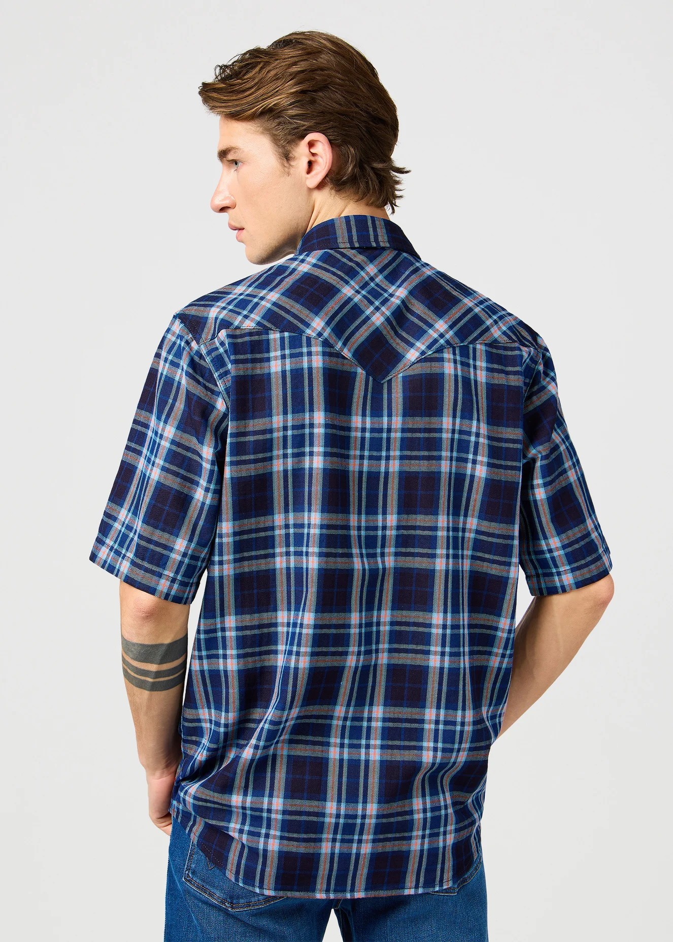 Wrangler Short Sleeve Western Shirt Flamingo Indigo