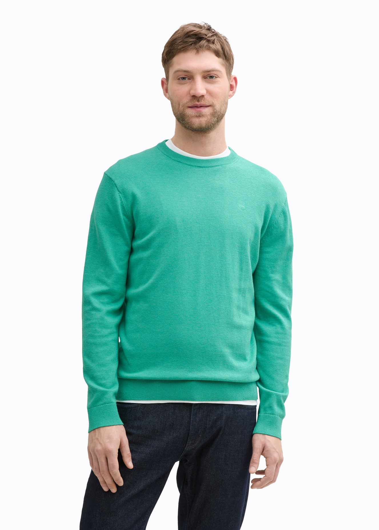 Tom Tailor Basic Knitted Sweater Bright Jade Green Melange