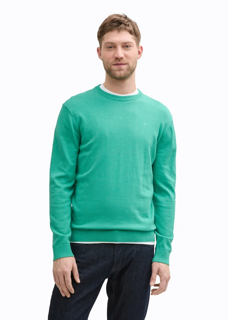 Tom Tailor Basic Knitted Sweater Bright Jade Green Melange - 1039810-37437