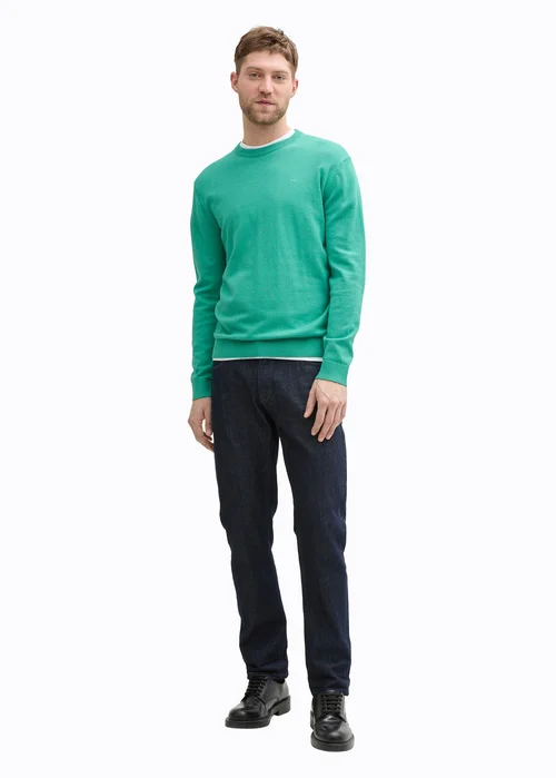 Tom Tailor Basic Knitted Sweater Bright Jade Green Melange - 1039810-37437