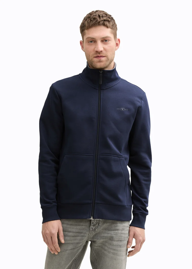 Tom Tailor Sweat Jacket With Stand Up Collar Sky Captain Blue